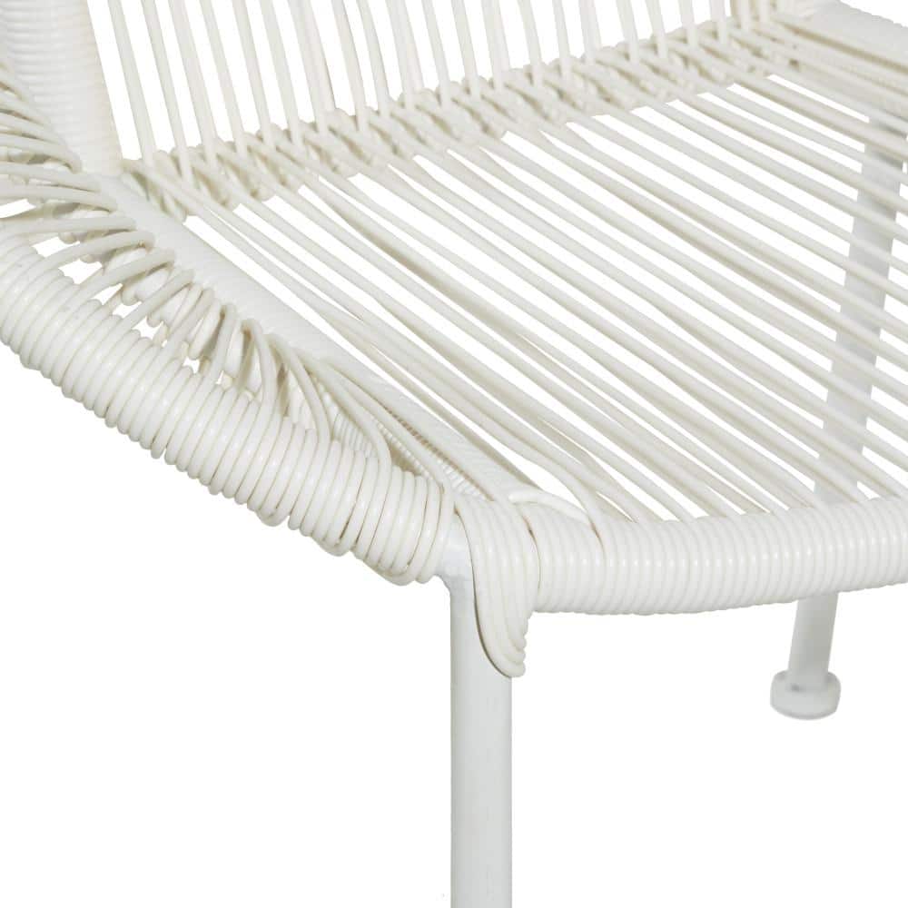 Luxe Modern White Woven Rattan Outdoor Dining Chair