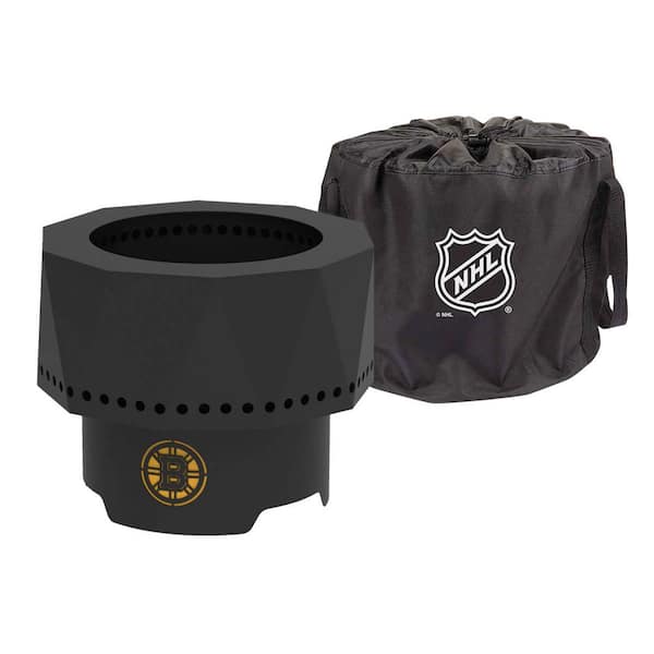 BLUE SKY OUTDOOR LIVING The Ridge NHL 15.7 in. x 12.5 in. Round Steel Wood Pellet Portable Fire Pit - Boston Bruins