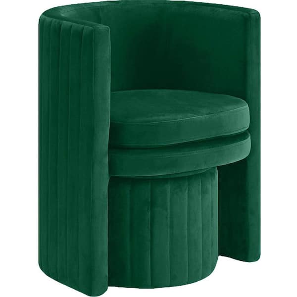Best Master Furniture Seager Green Velvet Round Arm Chair with Ottoman