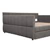 Noble House Lowell Gray Queen Size Upholstered Daybed with USB Charging Station, 2 Drawers 134048