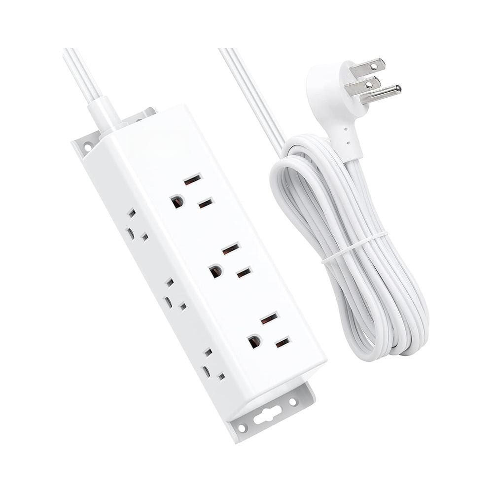 5 ft. Flat Plug Extension Cord Power Strip 9-Outlets Widely Spaced Surge Protector Mountable in White price history on PriceWatchPro