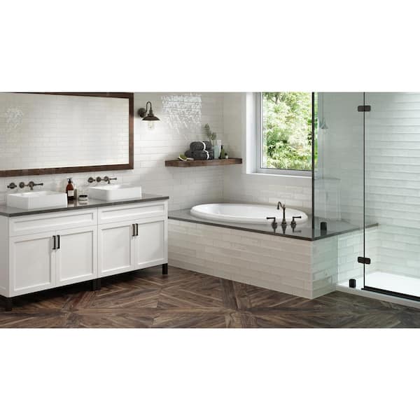 PROJECTA 59 in. 41 in. Acrylic Oval Drop-In Reversible Soaking Bathtub in White