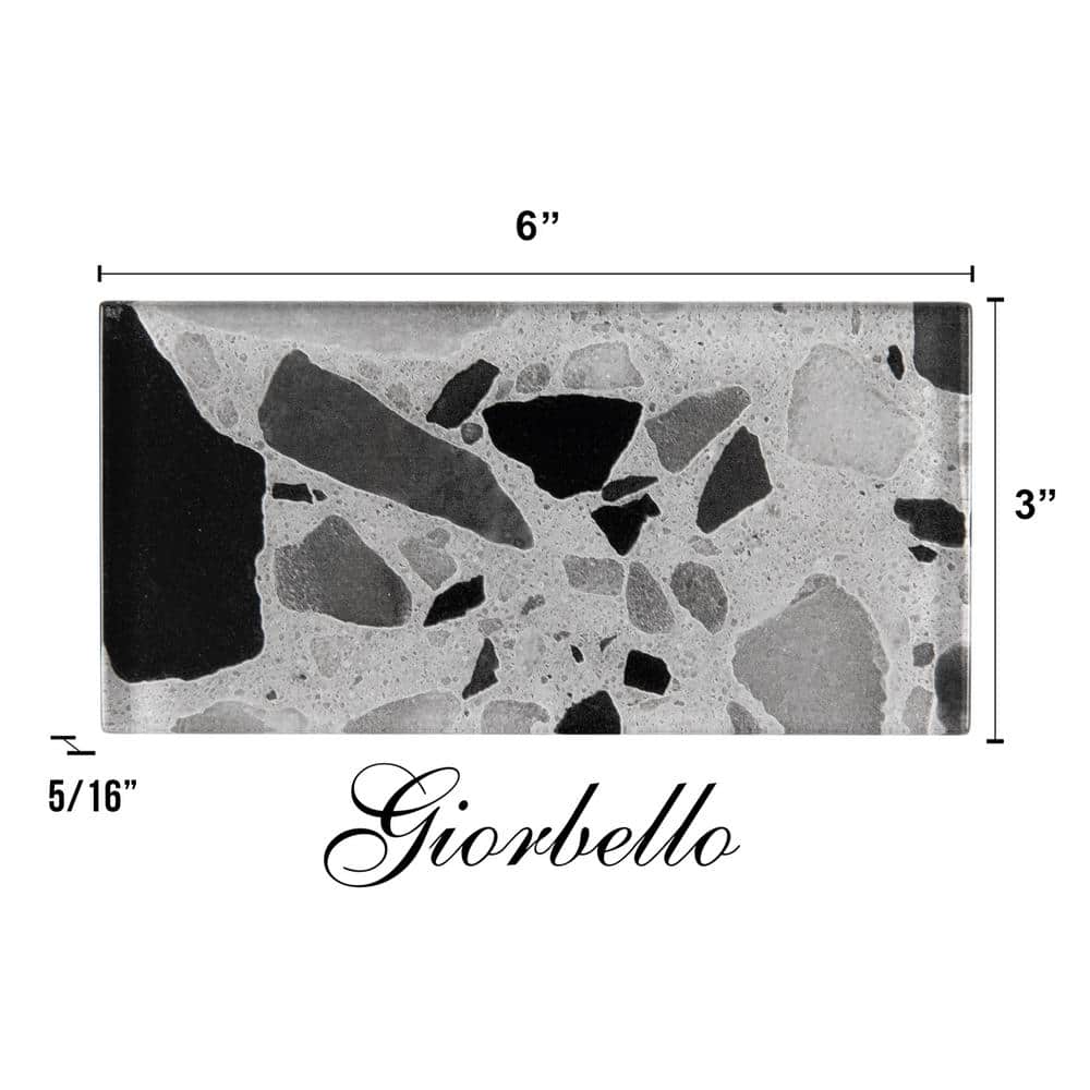 Silver Glass Terrazzo Subway Wall Tile 3'' x 6''