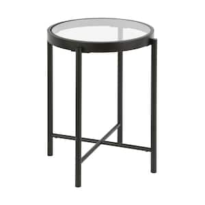Duxbury 18 in. Blackened Bronze Round Glass Top End Table