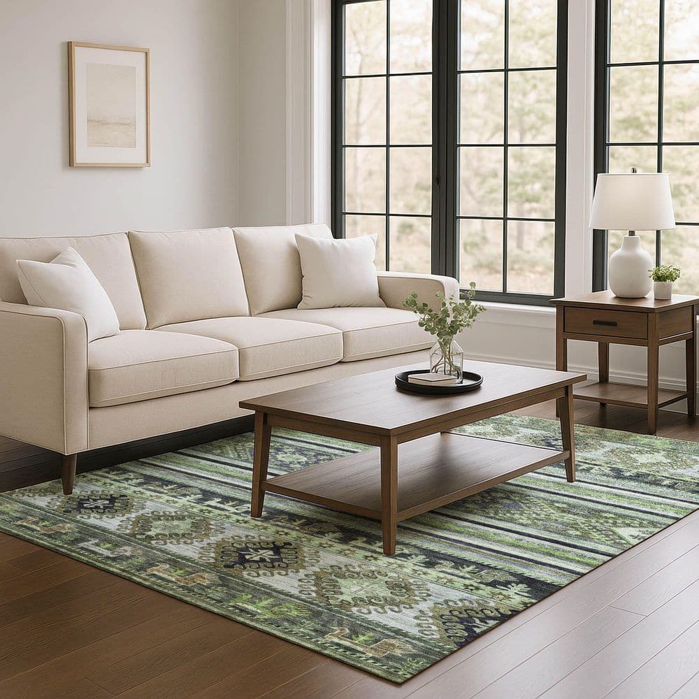 Mayfield Premium Machine Washable Abstract AMF1626 Fern 3 ft. x 4 ft. Area Rug price history on PriceWatchPro