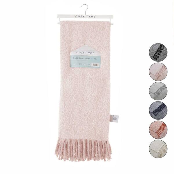 COZY TYME Zamir Blush Faux Mohair Acrylic 50 in. in. Throw Blanket T290-20BH-HD - The Home Depot