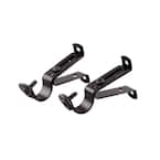 Black Steel Single 3 in. Projection Curtain Rod Bracket (Set of 2)