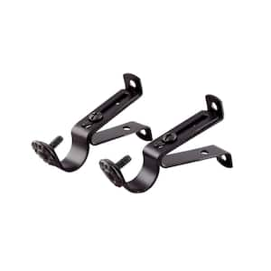 Black Steel Single 3 in. Projection Curtain Rod Bracket (Set of 2)