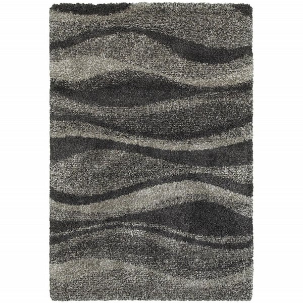 HomeRoots Gray 2 ft. x 3 ft. Abstract Area Rug