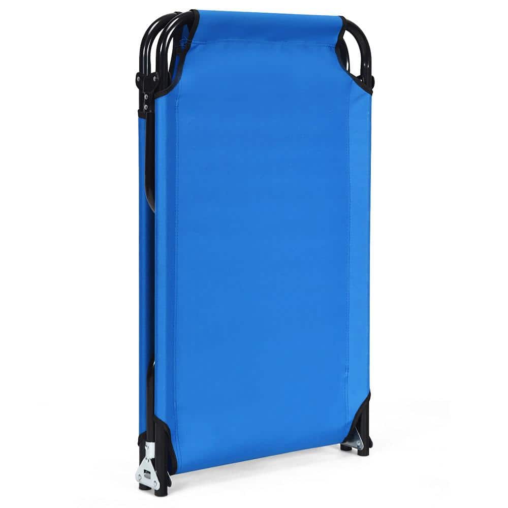 Costway Folding Camping Bed Outdoor Portable Military Cot Sleeping Hiking Travel Blue