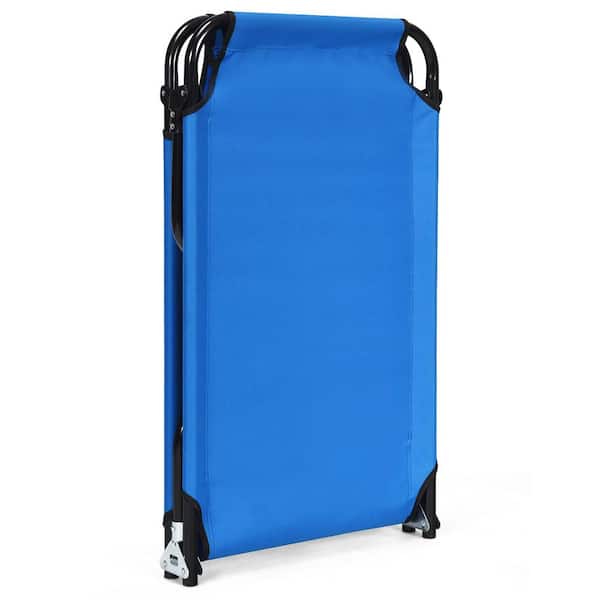 Folding Camping Bed Full Outdoor Portable Military Cot Sleeping Hiking Travel Blue