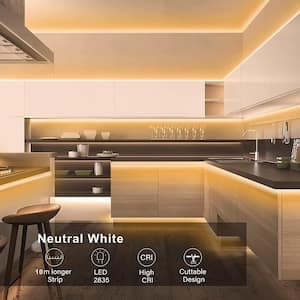 32 ft. Indoor/Outdoor Cuttable Non Re-Linkable Neutral White Strip Light Kit