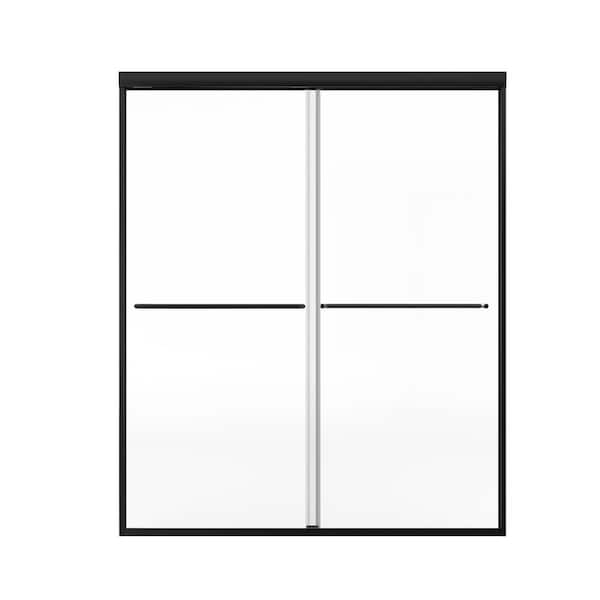 56 to 60 in. W x 70 in. H Double Sliding Framed Shower Door in Matte Black with 1/4 in. Easy-Clean Clear Tempered Glass