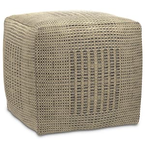 Delilah Contemporary Square Woven Pouf in Natural Jute