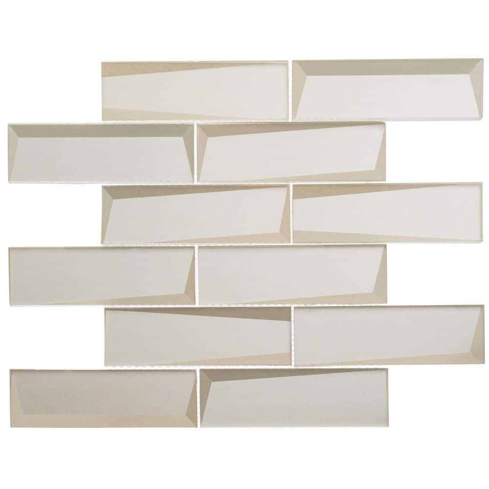 Daazen Nuda Off-White 5 in. x 6.5 in. 3-D Look Brick-Joint Glass Mosaic Wal