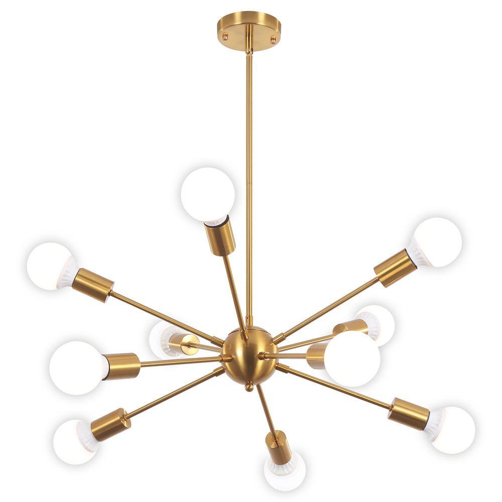 LWYTJO Jamee 10-Light Gold Dimmable Sputnik Sphere Chandelier Modern ...