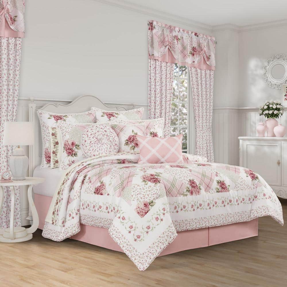 Bungalow 4-Pieces Rose Polyester Queen Comforter Set