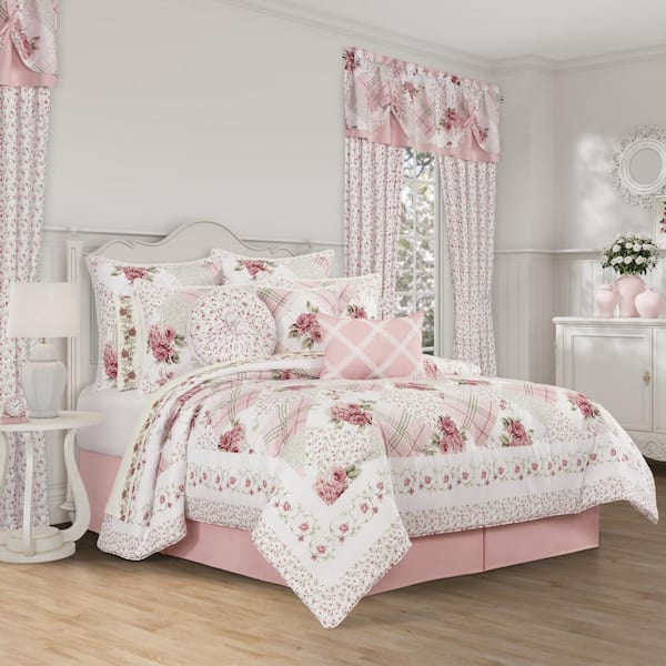 J QUEEN NEW YORK INC Bungalow 4-Pieces Rose Polyester Queen Comforter Set