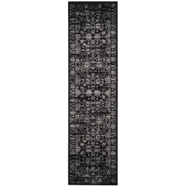 SAFAVIEH Vintage Black/Light Grey 2 ft. x 8 ft. Border Runner Rug