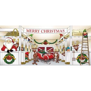 7 ft. x 16 ft. Huge Santa's Reindeer Barn Christmas Garage Door Decor Mural for Double Car Garage