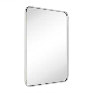 24 in. W x 36 in. H Rounded Rectangle Stainless Steel Anti-Rust Tube Metal Frame Bathroom Wall Mirror in Chrome