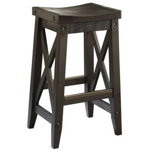 26 in. Brown Backless Wood Frame Barstool with Wooden Seat