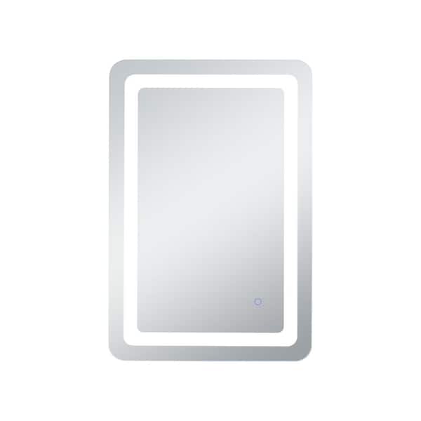 Unbranded Home Living 18 in. W x 30 in. H Rectangular Frameless LED Wall Bathroom Vanity Mirror in Glossy White(Color Changing)