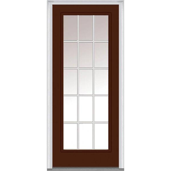 MMI Door 36 in. x 80 in. Grilles Between Glass Left-Hand Inswing Full Lite Clear Low-E Painted Steel Prehung Front Door