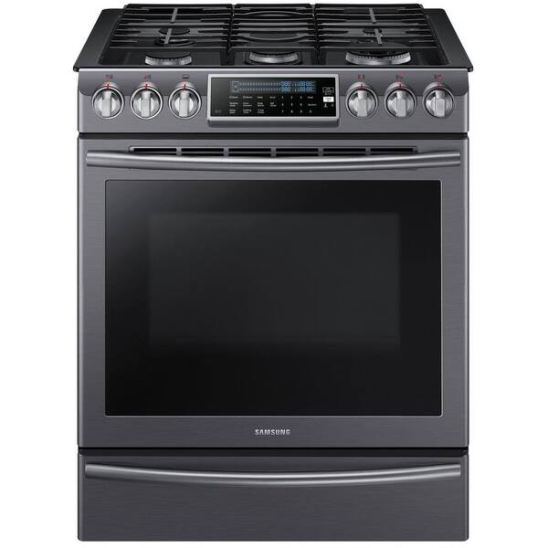 Samsung 5.8 cu. ft. Slide-In Range with Self-Cleaning Dual Convection Oven in Fingerprint Resistant Black Stainless