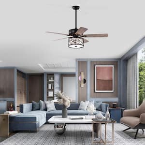 52 in. Indoor/Outdoor Farmhouse 3-Lights Ceiling Fan with 5 Wood Blades, 2-Color fan Blade, AC Motor