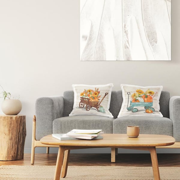 Stupell Industries Rustic Harvest Wagons Orange Print Polyester 18 in. x 18 in. Throw Pillow Set of 2