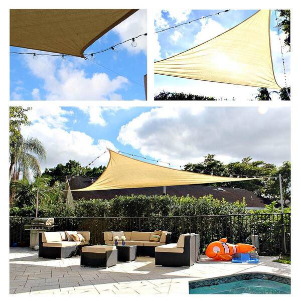 KHOMO GEAR 10 ft. x 10 ft. x 10 ft. Beige Triangular SunShade Sail