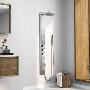 59.05 in. 3-Jet Shower System with Adjustable Angle Overhead Shower in Brushed Nickel