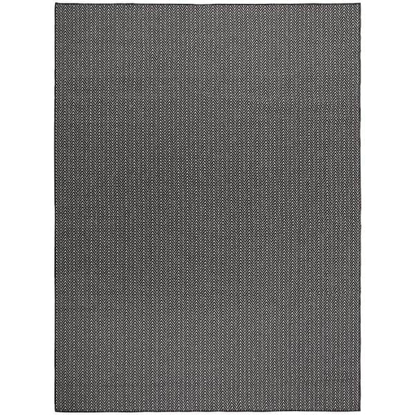 Nourison Horizon Indoor/Outdoor Black 9 ft. x 12 ft. Geometric Contemporary Area Rug