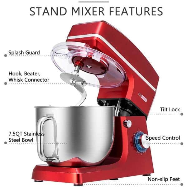 Electric Stand Mixer,10+p Speeds With 6.5QT Stainless Steel Bowl,Dough  Hook, Wire Whip & Beater,for Most Home Cooks