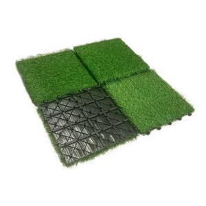 12 in. x 12 in. Interlocking Flooring Tiles Tufted Grass Deck Tile Green (10-Pack)