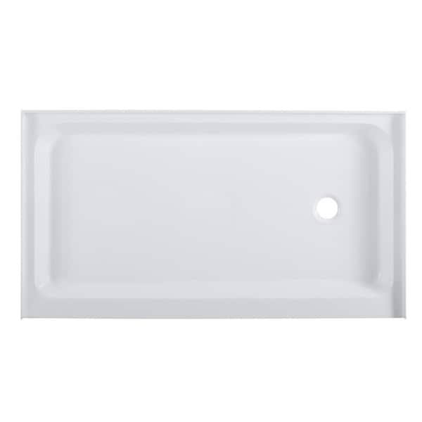 Voltaire 36 in. x 60 in. Acrylic, Single-Threshold, Right-Hand Drain, Shower Base in White