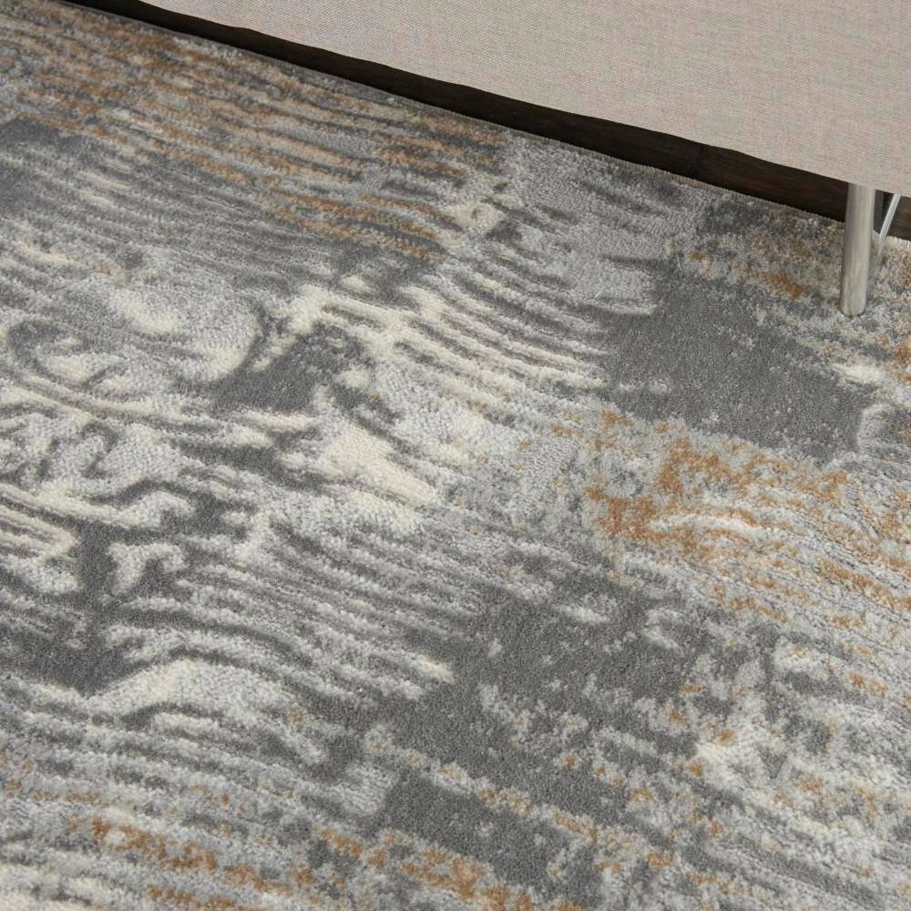 Hand-Knotted Grey/Beige Synthetic Abstract 5' x 7' Rug