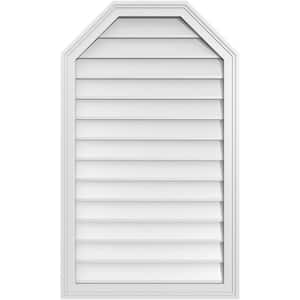 24 in. x 40 in. Octagonal Top Surface Mount PVC Gable Vent: Decorative with Brickmould Frame