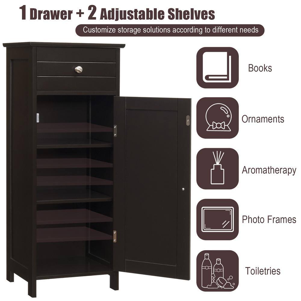 Abilene Dark Brown Bathroom Floor Cabinet with Adjustable Shelves