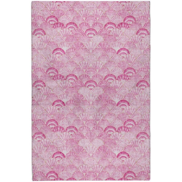 Dream Shag Premium Machine Washable Abstract ADS181 Pink 5 ft. x 7 ft. 6 in. Area Rug