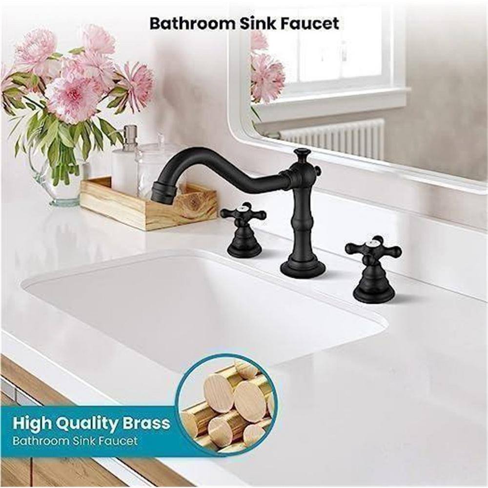Matte Black Brass 5-Piece Bathroom Faucet Set with Pop-Up Drain