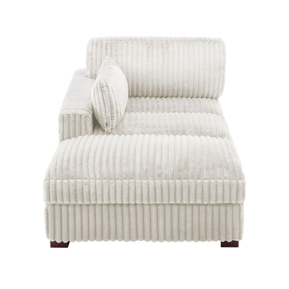Uixe White Left Arm Facing Faux Rabbit Fur Cotton Upholstered Sectional ...