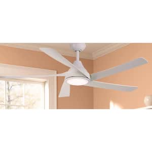 Transonic 56 in. Indoor Flat White Windmill Ceiling Fan with Warm White Integrated LED with Remote Included