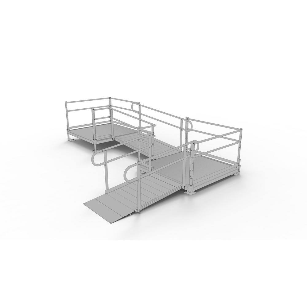 EZACCESS PATHWAY 10 ft. LShaped Aluminum Wheelchair Ramp Kit with Solid Surface Tread, 2Line