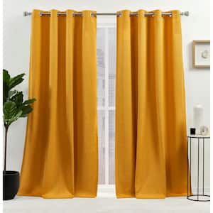 Sawyer Honey Gold Solid Light Filtering Grommet Top Curtain, 52 in. W x 84 in. L (Set of 2)