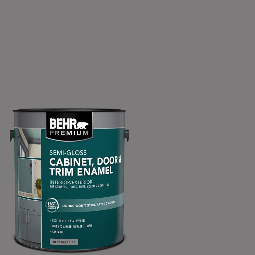 BEHR PREMIUM 1 Gal. #BXC-58 Stormy Gray Semi-Gloss Enamel Interior ...