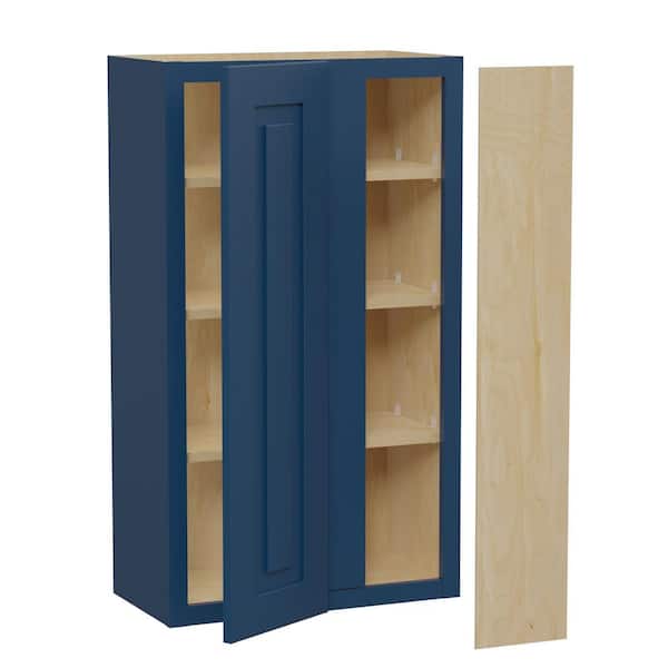 Home Decorators Collection Grayson 24 in. W x 12 in. D x 42 in. H Assembled Plywood Blind Wall Kitchen Cabinet in Mythic Blue with Soft Close RH