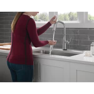 Stryke Touch2O Single Handle Pull Down Sprayer Kitchen Faucet (Google Assistant, Alexa Compatible) in Stainless Steel