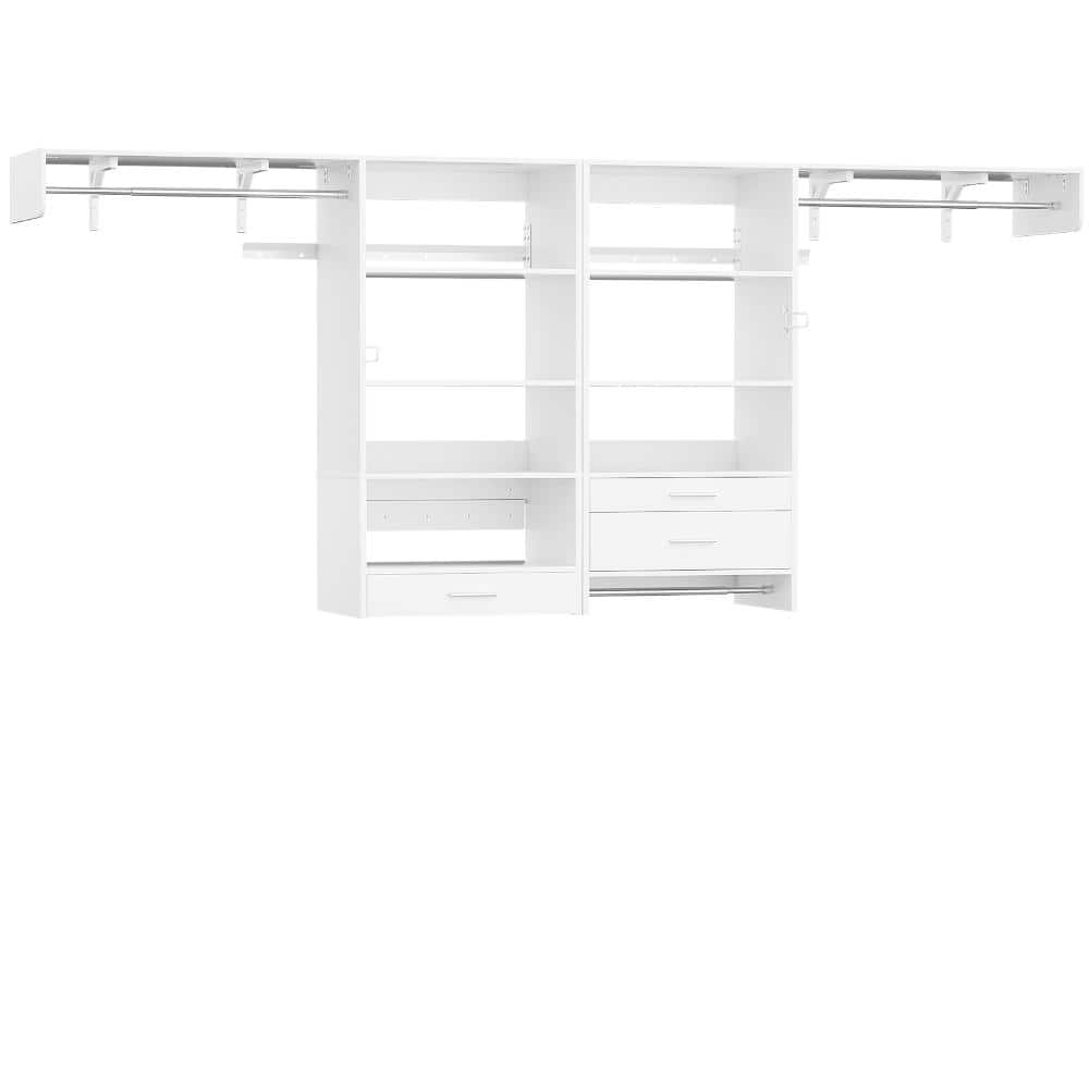 80 in. W - 120 in. W White Tower Wall Mount 11-Shelf Wood Closet System With 1 Pull-Out Stand Shelf 1 Pull-OutTowel Rack price history on PriceWatchPro
